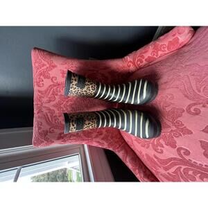 Joules Molly Welly Women's Rain Boots, Leopard and Stripe Pattern